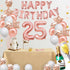 Fancypartyshop 25th Birthday Decorations - Rose Gold Happy Birthday Banner and Sash with Number 25 Balloons Latex Confetti balloons Ideal for Girl and Women 25 Years Old Birthday Rose Gold