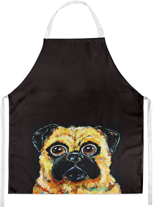 Caroline's Treasures MW1254APRON Pug it Out Apron Polyester Cloth Adult Bib Styled Washable Kitchen Apron, Large, Multicolor