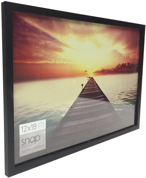 Snap 10FW1569E Solid Wood Wall Poster Picture Frame, 12" x 18", Black