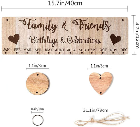 Yeekea Family & Friends Birthday Celebration Reminder Decorative Signs Plaques Anniversary Wall Hanging Calendar