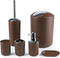 Papillon Bathroom Accessories Set-6 Piece Plastic Gift Set Toothbrush Holder,Toothbrush Cup,Soap Dispenser,Soap Dish,Toilet Brush Holder,Trash Can,Tumbler Straw Set Bathroom (Coffee)