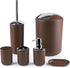 Papillon Bathroom Accessories Set-6 Piece Plastic Gift Set Toothbrush Holder,Toothbrush Cup,Soap Dispenser,Soap Dish,Toilet Brush Holder,Trash Can,Tumbler Straw Set Bathroom (Coffee)