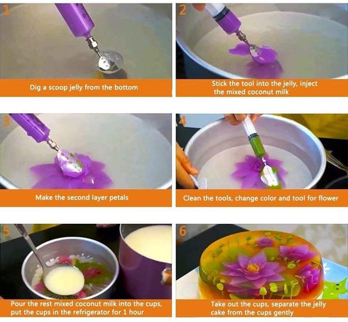 Gelatin Jelly Tools 3D Art Flower Cake Decorating Tool Set of 20 Piece DIY Needle Tips Pastry Tools