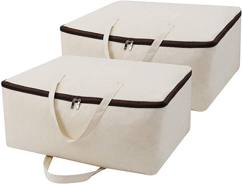 iwill CREATE PRO Breathable Canvas Soft Storage Bag with Handles, Beige, 2pcs