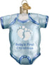 Old World Christmas Ornaments: Baby Collection Glass Blown Ornaments for Christmas Tree, Blue Onesie