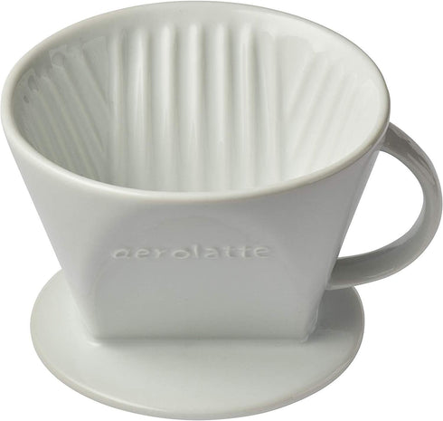 Aerolatte Pour Over Coffee Dripper Reusable Filter Cone Brewer, Number 2-Size, Ceramic, Brews 2 to 6-Cups