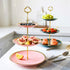 CofeLife 3 Tier Ceramic Cupcake Stand Elegant Cake Stand - Dessert Stand Display - 3 Tier Serving Tray for Tea Party, Wedding and Birthday (Pink Gold)