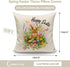 CARRIE HOME Easter Bunny Throw Pillow Covers 18x18 Set of 4 Pink Easter Decorative Throw Pillows Farmhouse Rabbit Eggs Carrot Happy Easter Decorations for The Home Couch and Outdoor Porch