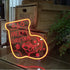 NOXTROND Merry Christmas Sock Festival Neon Light Sign, Red 3D Acrylic Light Up Words LED Lights Sign, USB Powered Dimmable Desk Lamp for Wall Indoor Christmas Party Bar Decoration