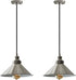 PoKat Industrial Metal Pendant Light, Modern Adjustable Hanging Light Fixtures, Nickel Farmhouse Style Ceiling Lamp for Kitchen Island Dinning Table Hallway Bedroom Indoor Entryway, E26 Base,2 Pack