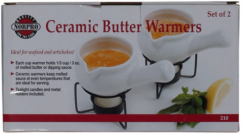 Norpro Ceramic Butter Warmers, Set of 2, 1/3 cup/3 oz, White