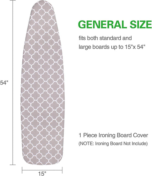 SUNKLOOF Extra Thick Ironing Board Cover and Pad, Resist Scorching and Staining, 15x54 Reflective Silicone Ironing Board Cover, Elastic Edges, 4 Fasteners, Large Protective Scorch Mesh Cloth