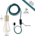 Globe Electric 69997 Emile 1-Light Plug-in Exposed Pendant, 15-ft Teal Cloth Cord, in-Line On/Off Rocker Switch, Brass Socket, 180"