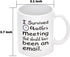 I Survived Another Meeting That Should Have Been An Email Mug, Christmas Birthday Gift for Boss, Coworker, Employee, Friends, Funny Coffee Mug for Women, Men, Novelty Email Mug 11 Oz White