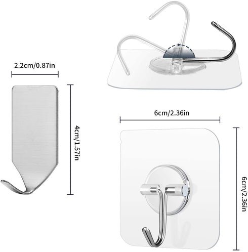 Adhesive Hooks.Heavy Duty Self Wall Hooks15lb(Max),Waterproof and Oilproof Transparent hooks11 Pack