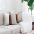 cygnus 20x20 Pillow Covers Set of 2 Farmhouse Decor Stripe Patchwork Linen Throw Pillow Covers Modern Faux Leather Cushion Covers for Couch Sofa,Gray