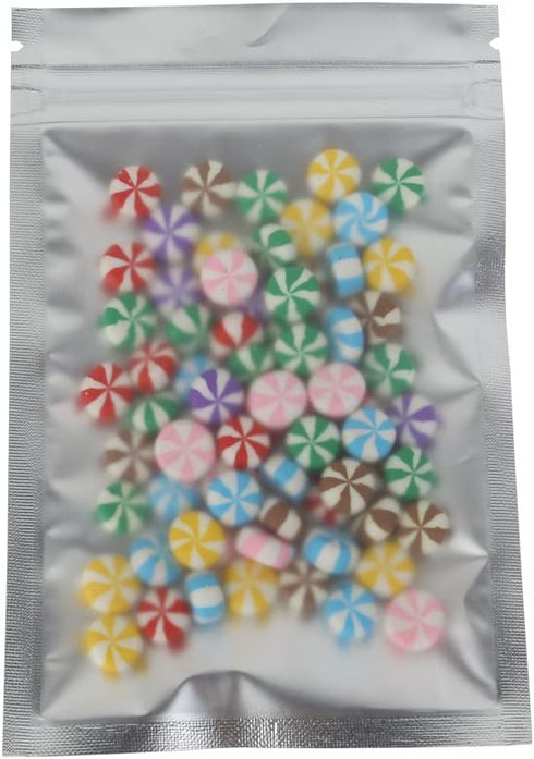 Clear Window Flat Colored Metallic Foil Zipper Seal Bag (100 Pack) (White, Flat | 1.5oz)