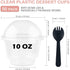 50 Pack 10oz Dessert Cups with Lids, Clear Plastic Parfait Cups with No Hole Dome Lids and Sporks, Disposable Snack Bowls for Cereal Parfait, Ice Cream, Yogurt, Fruit, Cupcakes, Pudding