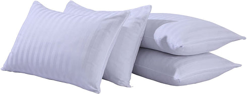 4 Pack Pillow Protectors Queen 20x30 Inches ?¤Life Time Replacement?¤ Tight Weave Enhanced Protection Cotton Sateen Blend High Thread Count 400 Style Zip (Queen 4 Pack Cotton Sateen)