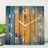 Wooden Wall Clock Silent Non-Ticking ,Blue Brown Gray Wood Grain Cracks Retro Wooden Square Rustic Coastal Wall Clocks Décor for Home Kitchen Living Room Office, Battery Operated(12 Inch)