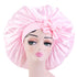 Satin Bonnet Silk Bonnet with Elastic Tie Band Adjustable Straps Hair Bonnet Jumbo Size for Sleeping Satin Bonnet Stretchy Tie Band for Women Long Curly Braid Hair (Pink)