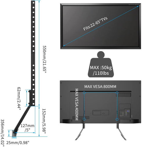 Suptek Table Top TV Stand for 22-65 inches Flat TVs LCD with VESA up to 400x800mm