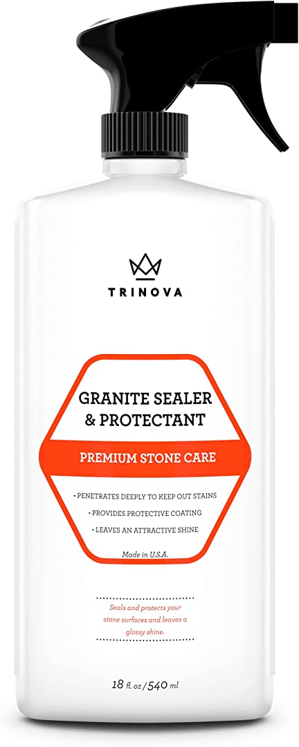 Granite Sealer & Protector Best Stone Polish, Protectant & Care Product Easy Maintenance for Clean Countertop Surface, Marble, Tile No Streaks, Stains, Haze, or Spots - 18 OZ - TriNova