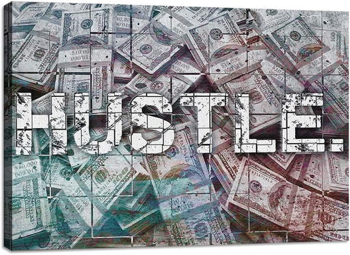 Motivational Hustle Wall Art Inspirational Entrepreneur Quotes Office Decor Canvas Painting Inspiring Poster Pictures Prints Framed Artwork Office Living Room Decorations Wall Decor - 12"Hx18"W