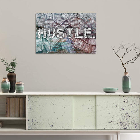 Motivational Hustle Wall Art Inspirational Entrepreneur Quotes Office Decor Canvas Painting Inspiring Poster Pictures Prints Framed Artwork Office Living Room Decorations Wall Decor - 12"Hx18"W
