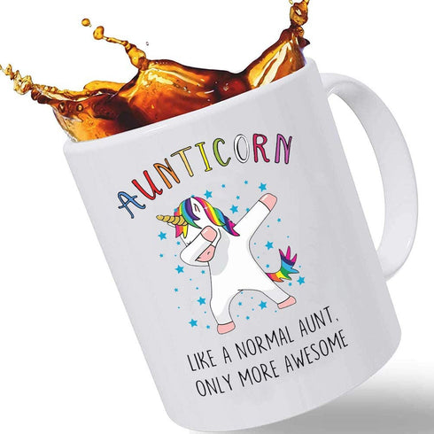 Aunticorn Funny Coffee Mug Unicorn Aunt Gift Mug PLUS Aunt Gift Keychain Best Aunt Ever Gifts from Niece or Nephew 11 Oz Double Sided Mug for Aunts, Mother, Grandma