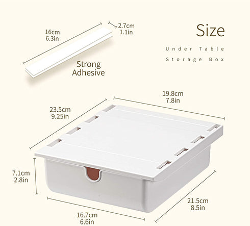 Under Desk Storage, Under Desk Drawer, Hidden Small Desk Drawer For Reduced Clutter, Under Desk Organizer For Office/Kitchen/Cabinet/Makeup/Desktop, Self-Adhesive Drawer With Smooth Sliding Track, Large Space