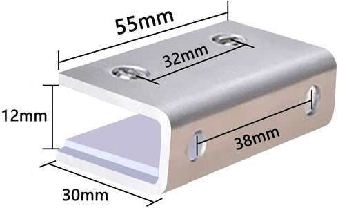 DOKU 4Pcs Adjustable 304 Stainless Steel Glass Clip Clamp Support 0.32"(8mm)-0.48"(12mm) Glass Shelf Brackets, Space Saving Bathroom Wall Mounted, Brushed Finished