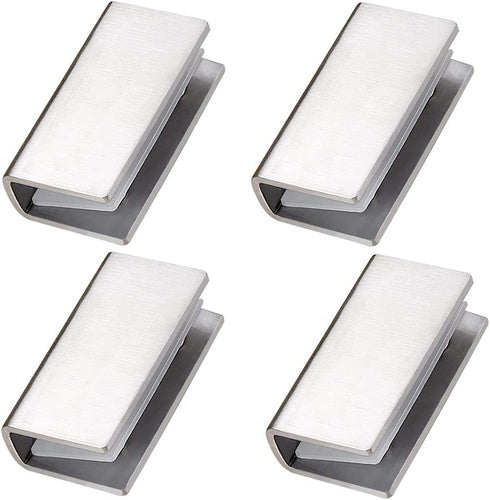 DOKU 4Pcs Adjustable 304 Stainless Steel Glass Clip Clamp Support 0.32"(8mm)-0.48"(12mm) Glass Shelf Brackets, Space Saving Bathroom Wall Mounted, Brushed Finished
