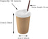 12 oz Disposable Coffee Cups, with White Lids & Straws, for Coffee Beverages and Cold Drinks, 50 Sets.