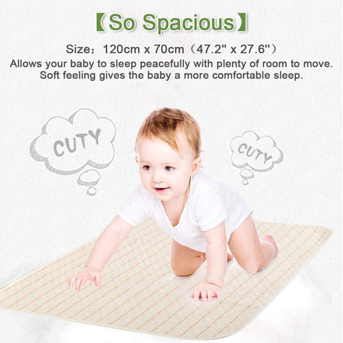Waterproof Baby Bed Pad Maveek 47.2'' x 27.6'' Baby Organic Mattress Pad Bamboo Blanket Toddler Bed Sheet Protector Reusable High Absorbent Mattress Protector Baby Diaper Changing Pad