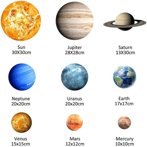 LiveGallery 9pcs Removable Glow in The Dark Planet Wall Stickers Sun Earth and so on Glowing Planets Wall Decals Peel Stick Art Decor for Walls Ceiling Kids Bedroom Living Room Nursery Girls and Boys