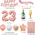 Fancypartyshop 23rd Birthday Decorations - Rose Gold Happy Birthday Banner and Sash with Number 23 Balloons Latex Confetti Balloons Ideal for Girl and Women 23 Years Old Birthday Rose Gold