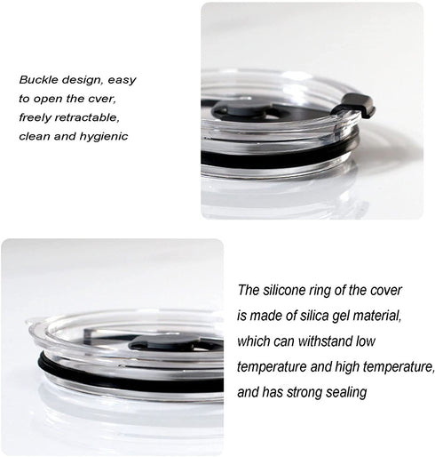 Asande Tumbler Lids Spillproof 20 oz, 4 Pack Splash Resistant Lid for Beast,Juro,Ozark Trail,Atlin,Coffee Mug and More Cooler Cup,Covers for 20 Ounce Tumbler (2 Black + 2 White) Black+White/4Pack