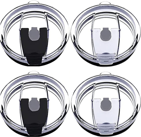 Asande Tumbler Lids Spillproof 20 oz, 4 Pack Splash Resistant Lid for Beast,Juro,Ozark Trail,Atlin,Coffee Mug and More Cooler Cup,Covers for 20 Ounce Tumbler (2 Black + 2 White) Black+White/4Pack