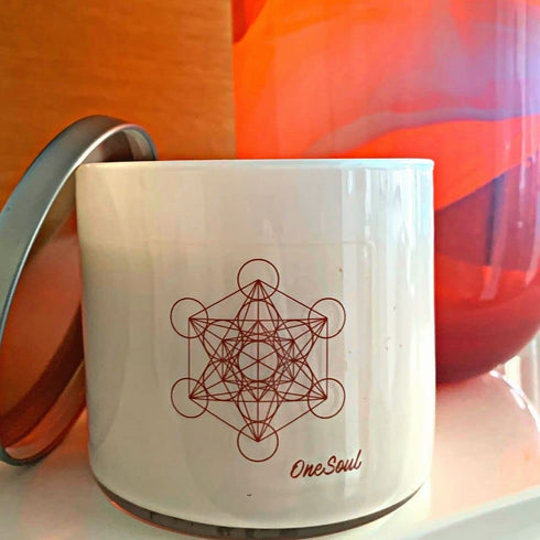 Wild Orchid Sandalwood Aromatherapy Scented Candle with Metatron's Cube | Natural Hand Poured Highly Scented Candle | Large 14 Ounce 50 Hour 3 Wick | Zen Relaxation