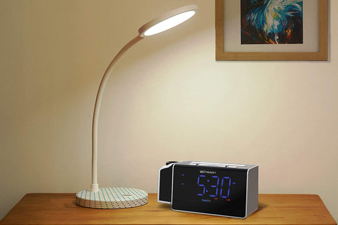 Emerson SmartSet Projection Alarm Clock Radio with USB Charging for Iphone/Ipad/Ipod/Android and Tablets, Digital FM Radio, 1.4" Blue LED Display, 4 level Dimmer, ER100103