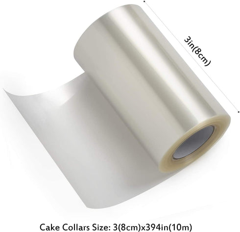 4Pck Cake Collar 3.1 x 394 inch, Goowin Acetate Sheets, Clear Acetate Roll and Transparent Mousse Cake Rolls for Chocolate Mousse Baking, Cake Decorating and Keeping Cake Shape