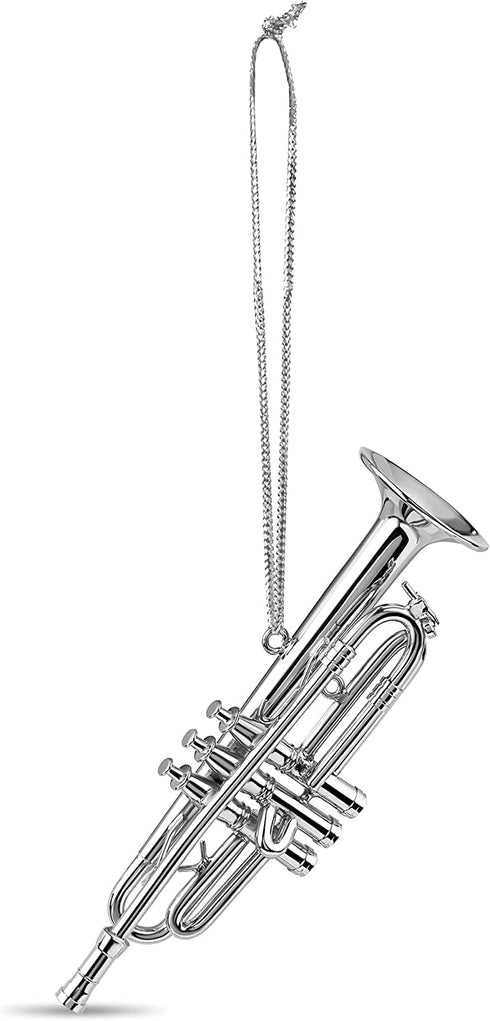 Broadway Gifts 3.4" Silver Brass Trumpet Ornament Decoration