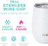 Swig Life 14oz Insulated Wine Tumbler with Lid, Dishwasher Safe, Holds 2 Glasses, Stemless, Portable, Stainless Steel Wine Glass | Golf Gifts for Women (Golf Partee)
