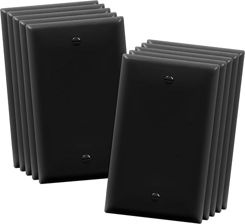 ENERLITES Blank Device Wall Plate, Gloss Finish, Standard Size 1-Gang 4.50" x 2.76", Polycarbonate Thermoplastic, 8801-BK-10PCS, Black (10 Pack)