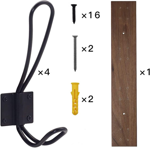 Rustic Wall Mount Coat Rack, Wall Coat Rack Hanger with 4 Coat Hooks,Office Entryway Bedroom Hanging Coat Hat Bag Robes Jacket Towel(A)