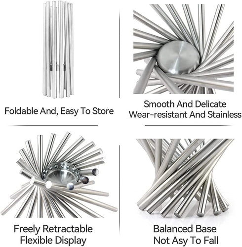 Modern Stainless Steel Rotation Fruit Bowl for Kitchen Countertop,Silver Fruit Basket Stand Fruit Holder Home Decor Bread Vegetable Storage