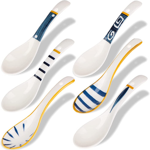 6 Pcs Ceramic Soup Spoons Japanese Retro Soup Spoons Chinese Soup Spoon Ceramic Asian Soup Spoons Rice Spoon Flatware Asian ?Serving Spoons Minimalistic Appetizers Tableware Meal Partner for Tasting