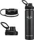 STACEGEELE Insulated Vacuum Water Bottle with Spout Lid & Screw on Top | Stainless Steel Flask For Kids Leak Proof Lightweight Eco Friendly 18oz / 24oz / 32 oz / 40oz(24oz Black)