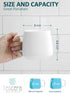 Porcelain Coffee Mugs Set of 4 - 12 Ounce Cups with Handle for Hot or Cold Drinks like Cocoa, Milk, Tea or Water - Smooth Ceramic with Modern Design, White